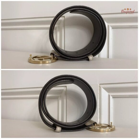 Authentic Gucci Cream Guccissima Leather Gold Interlocking G Buckle Belt 85/34 - Picture 9 of 12